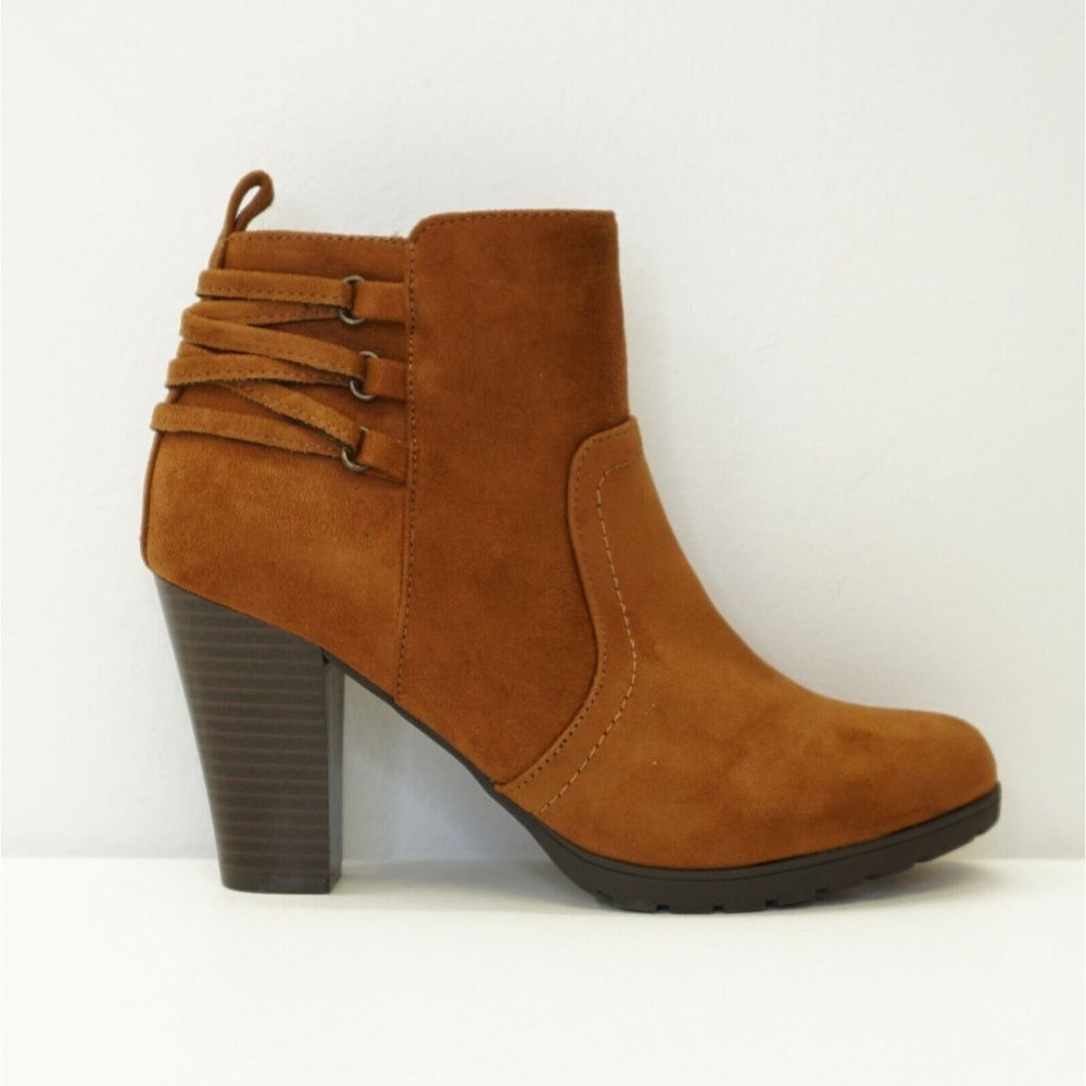 Rialto Womens Shoes Sonny High Heel Ankle Boot Bootie Walnut Faux Suede 8 M